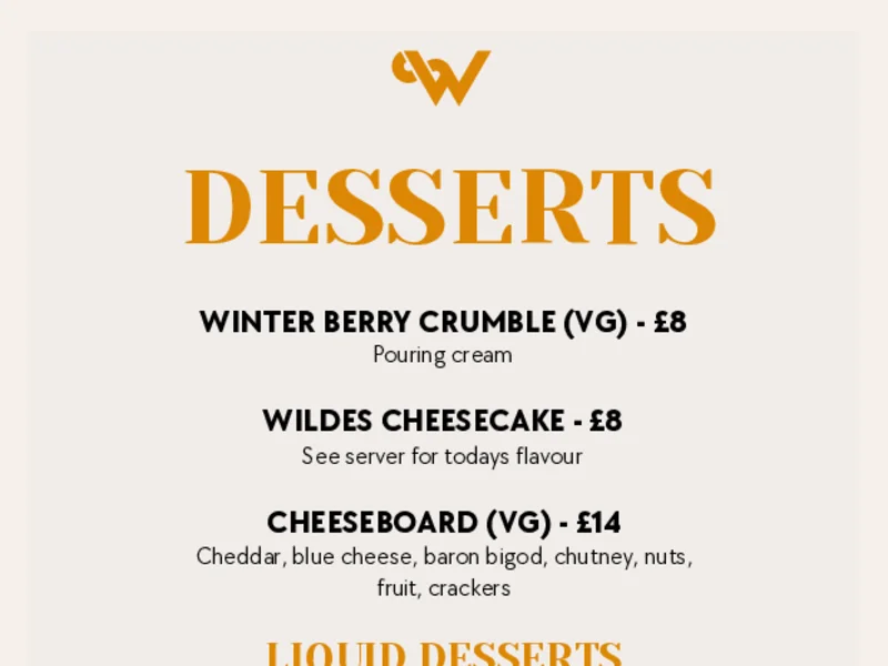 Desserts menu preview