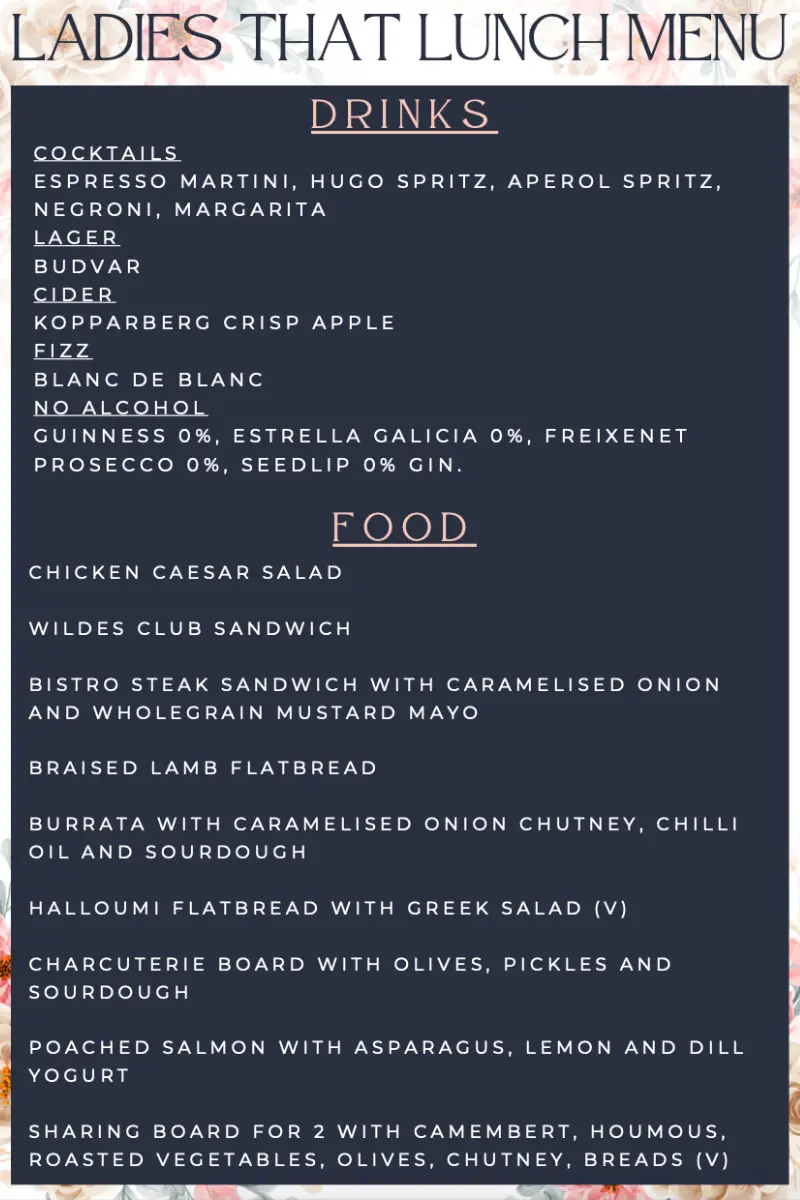 Ladies who lunch menu preview